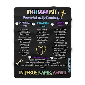 Christian Gift Sherpa Fleece Blanket - Devotional Daily Reminders Scriptures, Inspirational Religious Throw, Cozy Bible Verse Bedding, Faith