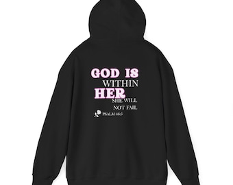 Christian Scripture Women's Hoodie, God is Within Her Religious Sweatshirt, Bible Verse Pullover, Christian Faith Apparel, Inspirational