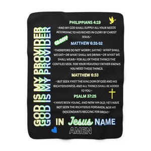 God is my provider Sherpa Fleece Blanket - Christian Gift, Bible Scripture Blanket for Her, Cozy Spiritual Throw, Prayer Comforter,