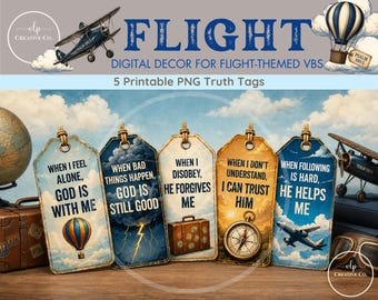 Themenschilder für die Bibel-Feiertagsbibelwoche „Flight“ | Dekoration für die Bibel-Feiertagsbibelwoche „Take Flight“ | Dekorationen zu Psalm 100,5 | Türschilder für Klassenzimmer | Flurdekoration | Druckbare PNG-Dateien