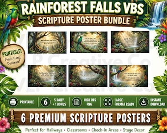 Regenwald VBS Scripture Poster | Tropischer Bibel-Vers-Dekor (digitaler Download)