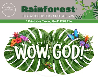 Regenwald-Ferienbibelwochen-Dekoration (PNG) | Tropisches Dschungel-Kirchenschild (Sofort-Download)