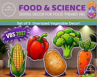 Crave Inspired VBS 2027 Gemüse-Deko-Set | Übergroße PNG-Ausschnitte | Druckbare VBS-Dekorationen