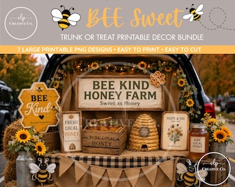 Bee Kind Honey Farm – Christliche Dekoration für das Halloween-Fest | Druckbare PNG-Dateien | Dekorationen für das Herbstfest der Kirche | Digitaler Download