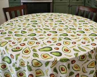 Avocado Waterproof Tablecloth, Bright Green Print - Your Custom Size