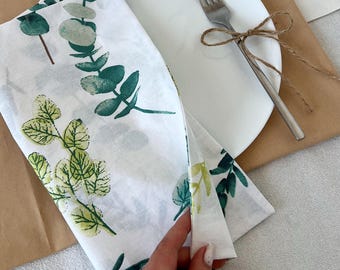 Elegant Cotton Napkins for Wedding, Cocktail, Party, Everyday Use and Dining Table - Kitchen Napkins - Reusable Cloth Botanical Table Linens