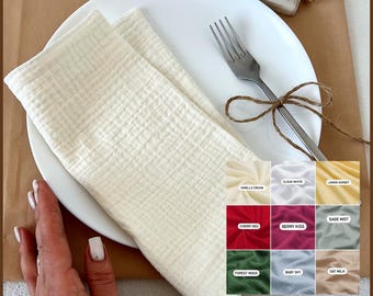 Upgrade Your Table Setting with Gorgeous Muslin Napkins - Wedding, Cocktail, Dining Table, Family Dinners - Available in 9 Trendy Colors
