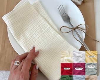 Boho Musselin-Servietten im 4er-Set für schickes Esszimmer - Ihre Go-To-Cocktailparty - unverzichtbar - 9 wunderschöne Farboptionen