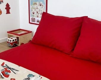 RED Pillowcases Set of 2 - Cotton Cushion Covers for Boy