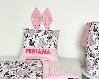 WOW Gift for Girls - Personalized Pillow with Insert - Custom Bunny Ear Name Pillow - Nursery Decor - Name Cushion - Baby Girl Gift Idea
