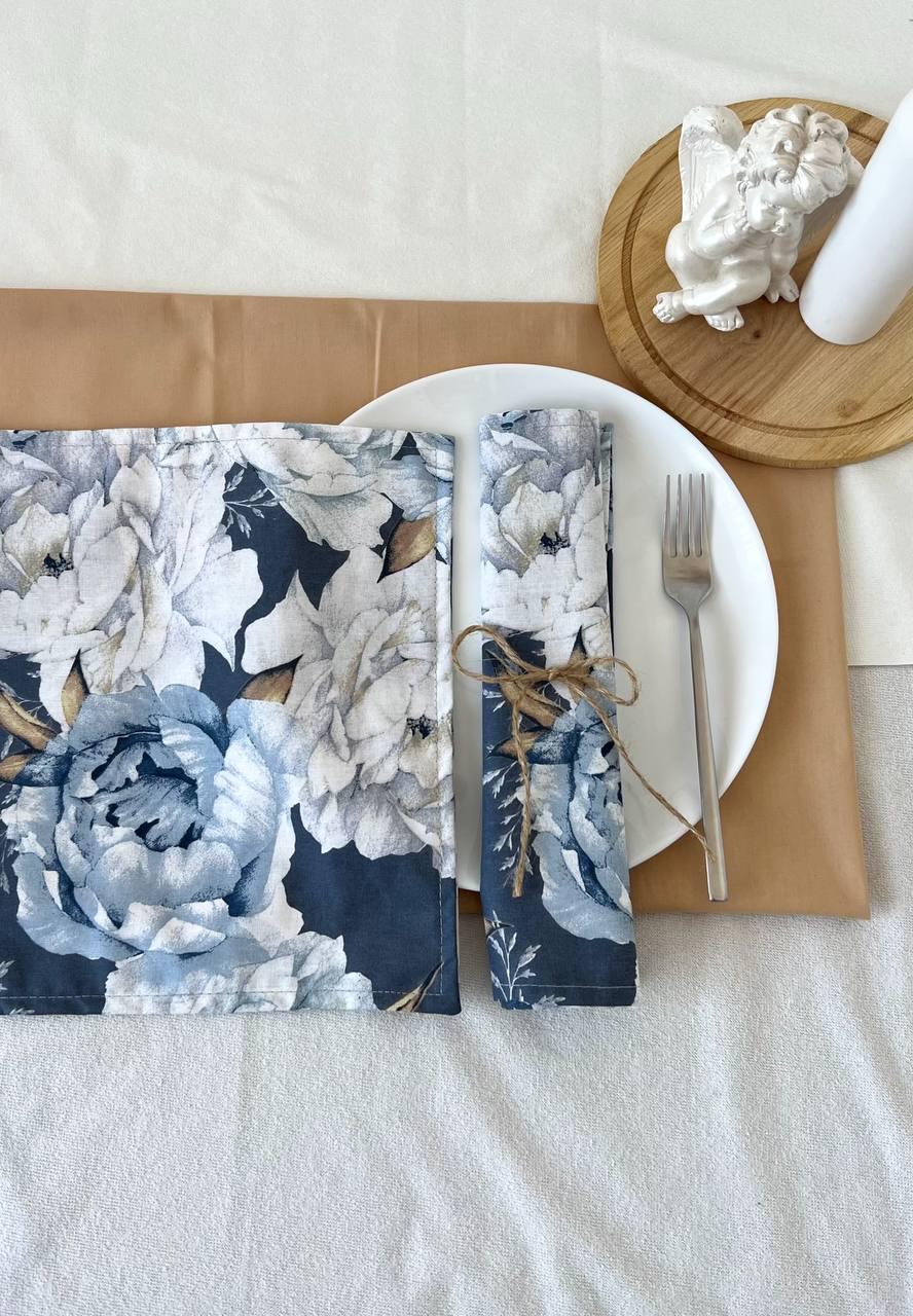 Floral Cloth Napkins – Elegant Cotton Dinner Napkins for Wedding, Party or Everyday Use – Reusable Table Linens - Kitchen Napkins