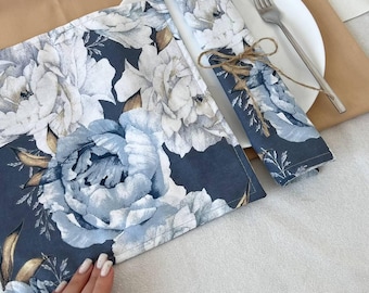 Elegant Cotton Cloth Napkins for Wedding, Cocktail, Party, Everyday Use and Dining Table - Kitchen Napkins - Reusable Floral Table Linens