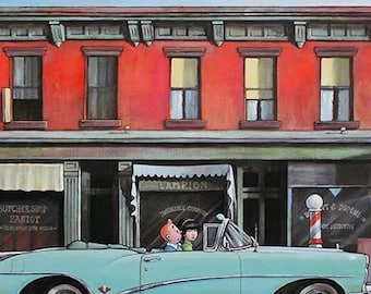 Handcrafted Textured Museum Quality Oil Painting on Cotton Canvas of Superior Quality - Tintin Hopper parody wall art Xavier Marabout fanart