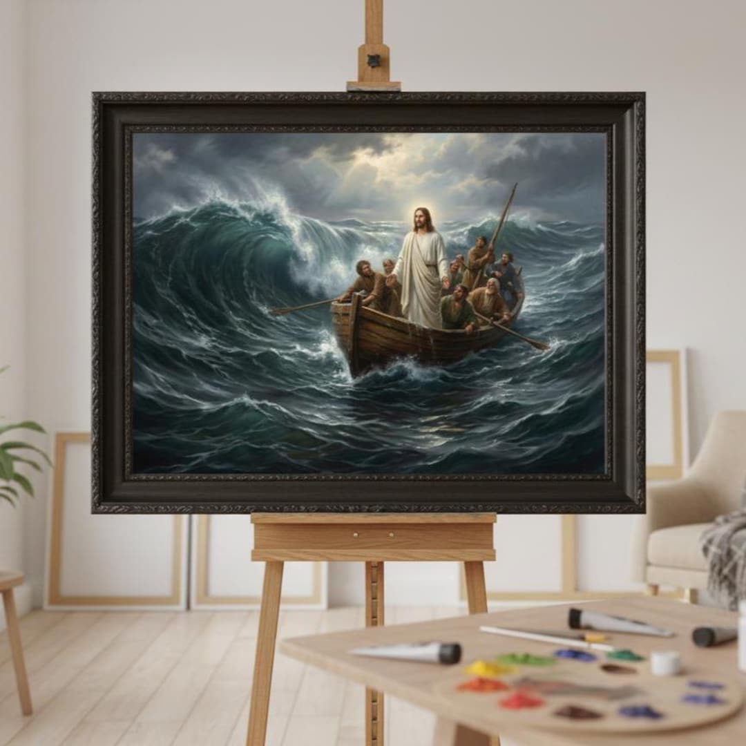 Christ Calming the Storm Oil Painting - Jesus on the Sea of Galilee Art ...