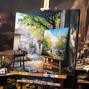 Pintura a óleo texturizada artesanal de qualidade de museu em tela de algodão de qualidade superior - Pintura em uma pintura 4, tela a óleo pintada sob demanda