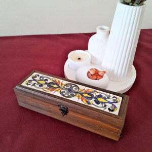 Decorative Turkish Ceramic Tile Box, Elegant Organizer for Jewelry, Prayer Beads and More