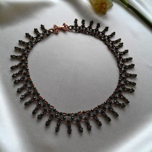 Dark Green and Bronze Handmade Beads Necklace, Unique Handmade Beaded Necklace, Special Gift for Her