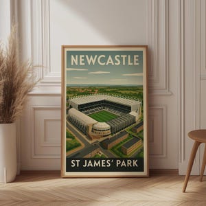 Newcastle United - St James' Park - Vintage Football Travel Poster