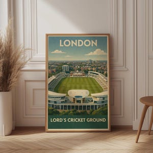 Póster de viaje del Lords Cricket Ground / Estadio vintage / Londres