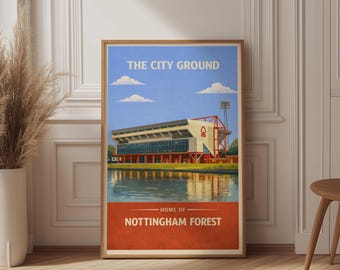 Impresión del estadio de fútbol vintage City Ground Nottingham Forest