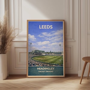 Campo de críquet de Headingley / Póster vintage de viaje de críquet / Leeds