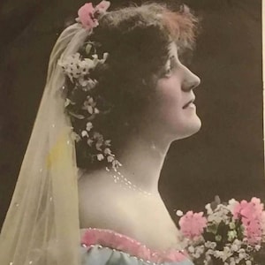 Antike edwardianische Schauspielerin Postkarte - Miss Denise Orme - Handgetönt RPPC 1907 - Davidson Brothers London
