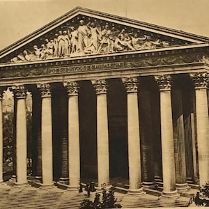 Cartolina d'epoca – Chiesa della Madeleine a Parigi, architettura classica,