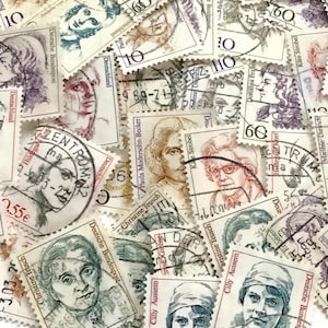 Vintage German Stamps - Set of 25 Portrait Series - Random Mix for Crafting, Journaling, Collecting