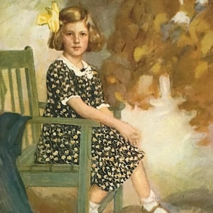 Postal vintage con retrato de niña – Obra de Max Ufermayer