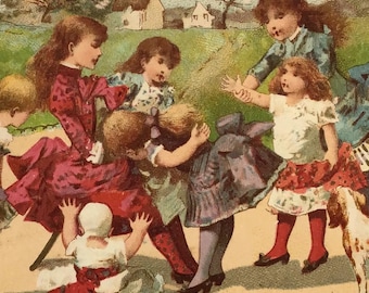 „La Main Chaude“: Antikes französisches Sammelkarten-Spiel für Kinder um 1890