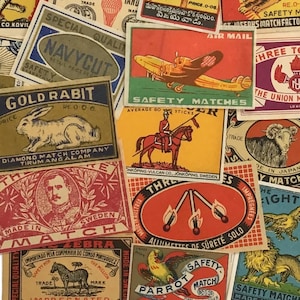 Vintage Matchbox Labels: Mid-Century International Designs (Set of 20)