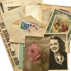 Lot d'éphémères vintage européens • Plus de 30 pièces • Papiers anciens, cartes postales et timbres • Trésors de papier pour les journaux indésirables et le collage
