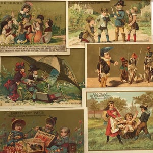 Fehlerhaftes Bündel mit 8 antiken französischen Werbekarten • Vintage Ephemera Pack • Viktorianische Drucke & Grafiken • Basteln - Junk Journal Zubehör