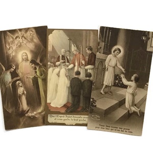 Set of 3 Vintage French Holy Cards – Communion & Confirmation – 1930s Religious Ephemera