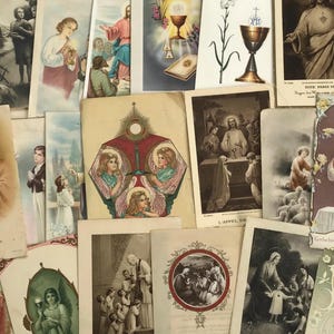 20 Antike Karten zur Kommunion - Katholische Ephemera - Gemischte Designs - Fehlerhafter Zustand