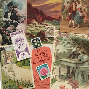 Pacchetto di effimeri Petite Romance – Cartoline, etichette e francobolli vintage con temi romantici