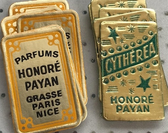 Gold Embossed Perfume Label Set Decorative 10pcs Vintage