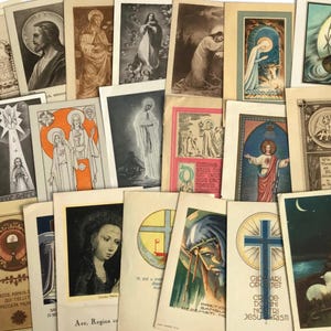 Set van 20 vintage religieuze heilige kaarten – verschillende talen – gebrekkige staat