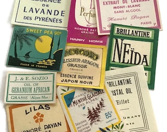 Vintage French Perfume Labels - Set of 10 Antique Cosmetic Art