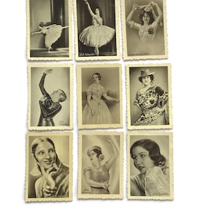 Set di 9 cartoline di sigarette vintage ballerine - Berühmte Tänzerinnen - Serie tedesca "Famose ballerine" - anni '30