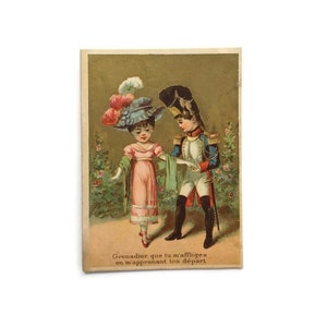 Vintage French Trade Card - Romantische Grenadier-Szene, Troyes Charcuterie Werbung