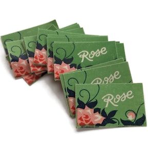 Vintage Mini French Rose Labels – Pack of 25 | Tiny Antique Ephemera for Crafting