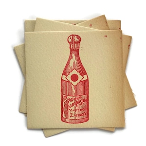 Vintage French Target Cards – Carte d’Or Champagne Bottle Print – Set of 4 Shooting Game Cards