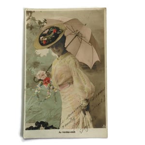 Carte postale vintage vieillie - Défectueuse, décolorée et pleine de charme - Ancienne pièce éphémère européenne