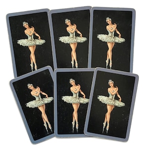 Naipes antiguos – Elegante diseño de bailarina – Juego incompleto para manualidades y coleccionistas