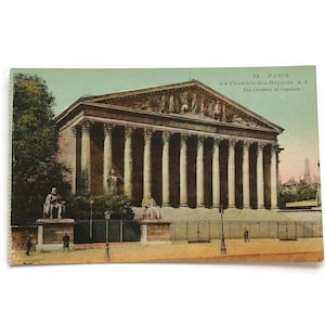 Antique Paris Postcard – Chamber of Deputies – Hand-Tinted French Architecture