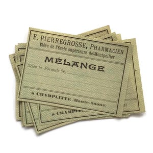 Set of 10 Antique French Pharmacy Labels – Vintage Apothecary Ephemera