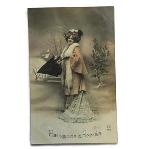 Postal antigua – Original desgastada y desgastada – Papel vintage efímero con defectos