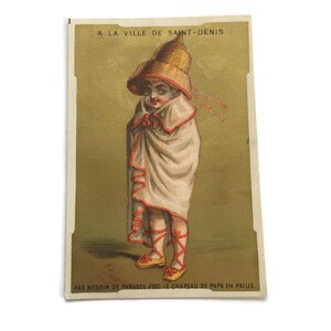 Antike französische Handelskarte – “Pas Besoin de Parasol” – Werbeephemera aus dem 19