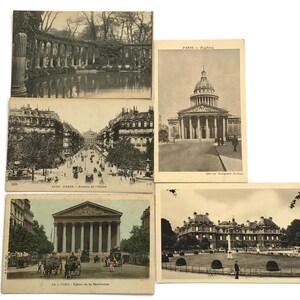 Set of 5 Antique Paris Postcards | Historic French Landmarks | Worn with Flaws